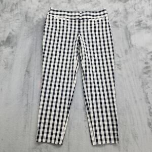 Ann Taylor LOFT Pants Womens 0P‎ White Blue Check Gingham Marisa Crop Stretch